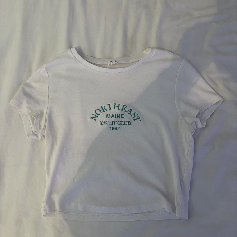 Garage White Tee with Green Print